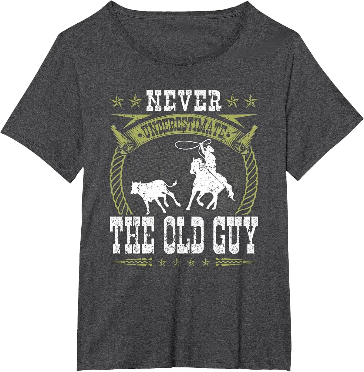 Breakaway Roping Old Guy Cowboy Rodeo Men Calf Roping T-Shirt - Dark Heather Grey