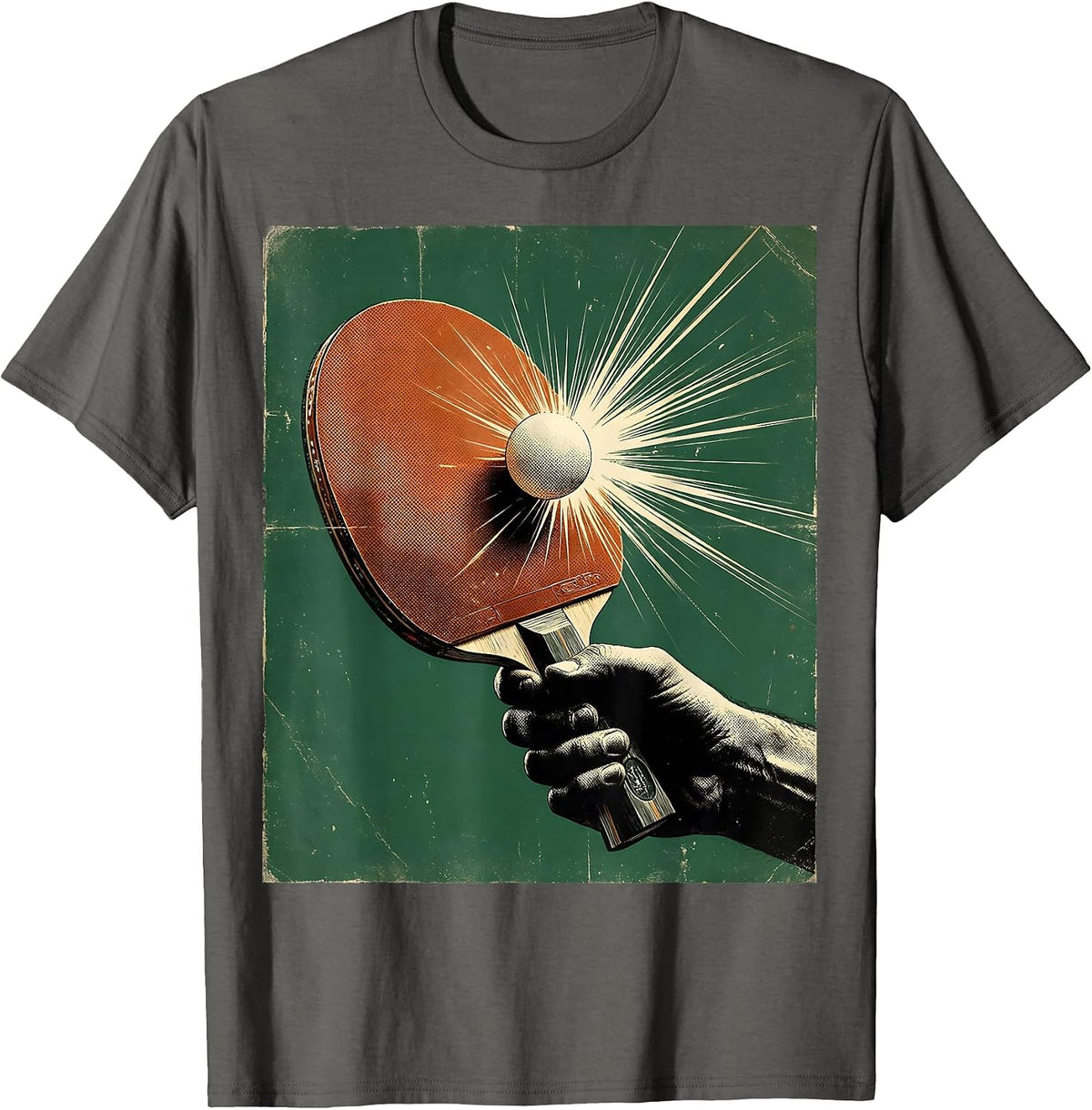 Ping Pong Paddle Mid-Slam Graphic Tee T-Shirt - Asphalt Grey