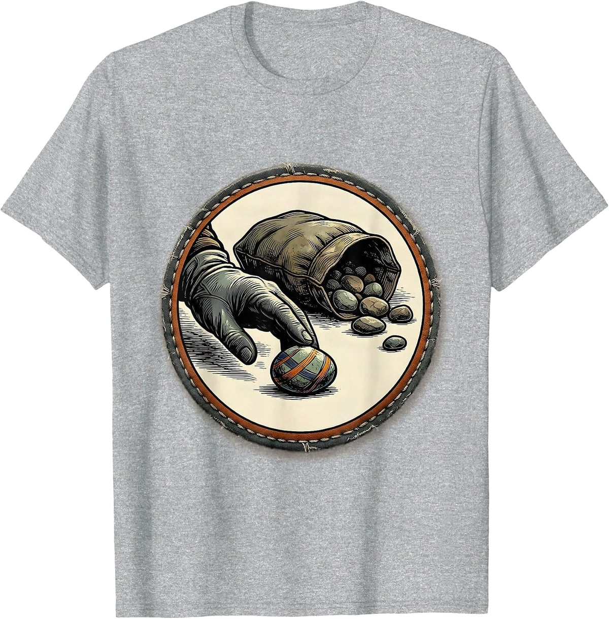 Men's Sealed Badge Gloved Hand Rock Collector Geology Humor T-Shirt - Heather Grey