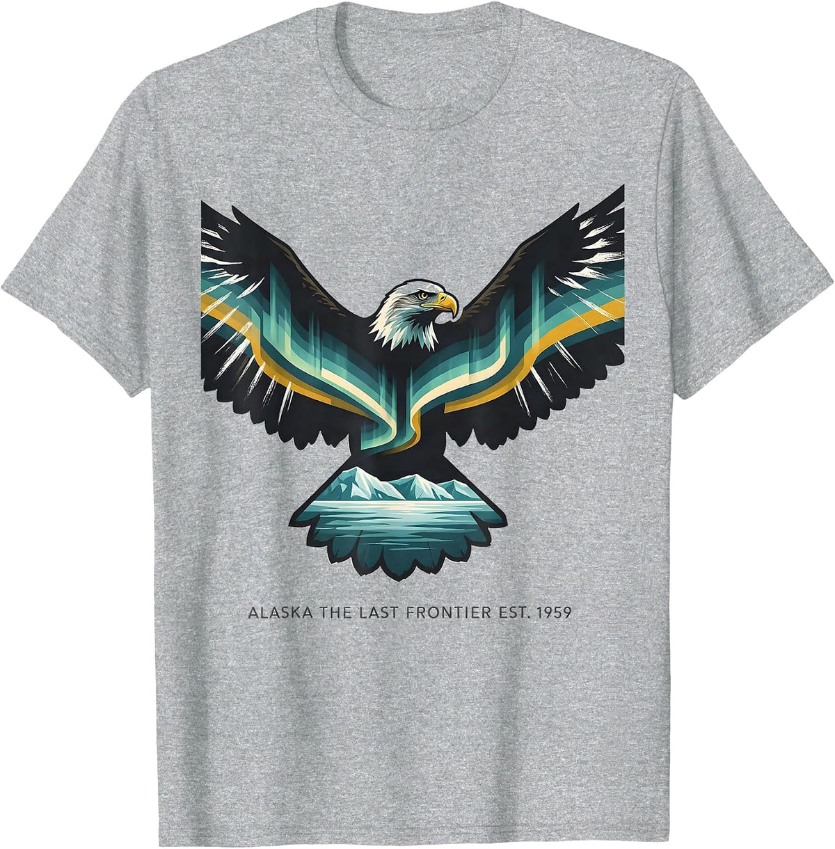 Men's Alaska The Last Frontier Est. 1959 Vintage Travel Pride T-Shirt - Heather Grey