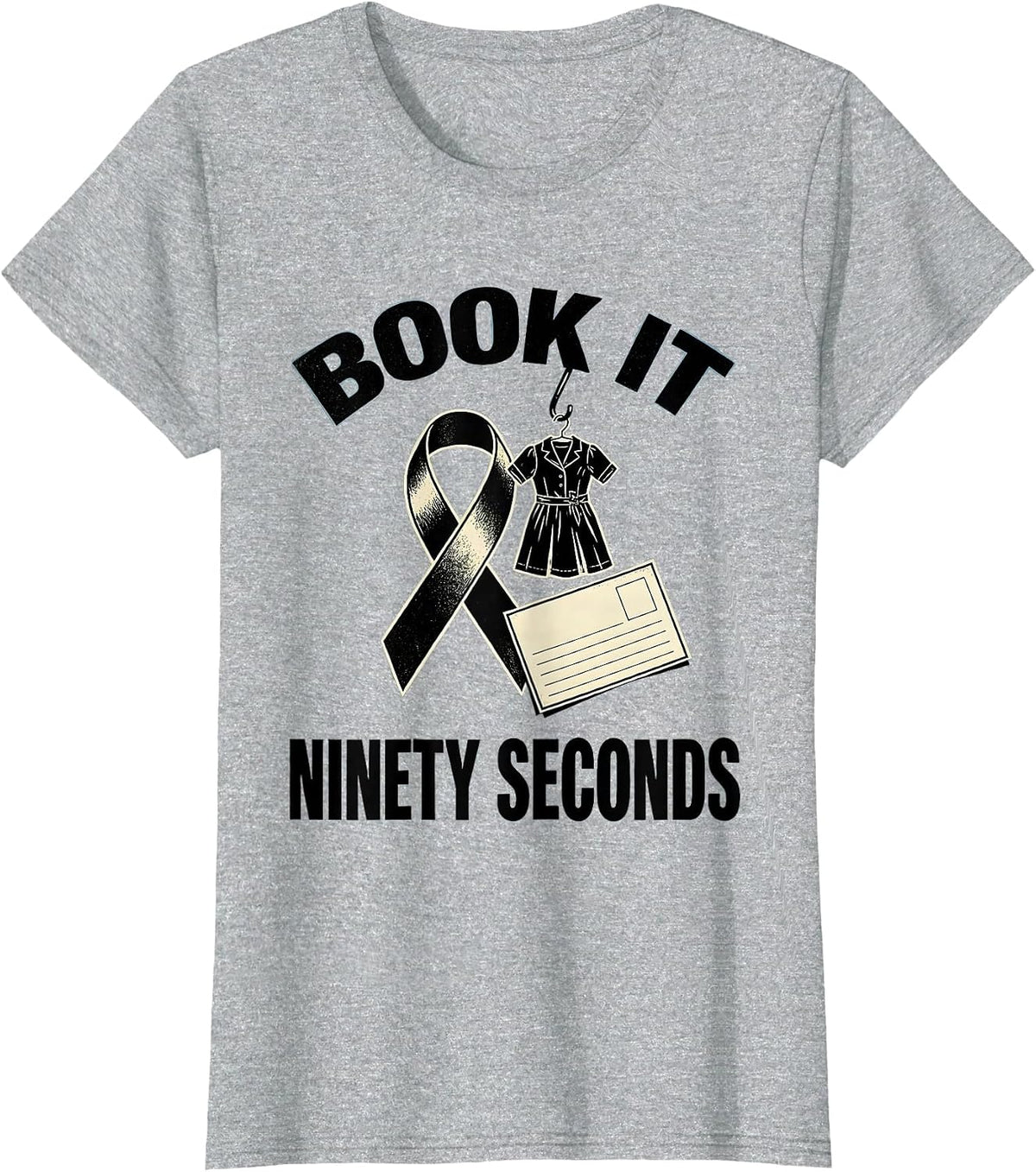 Book It Ninety Seconds Stencil Graphic Mammography Tech T-Shirt - Heather Grey