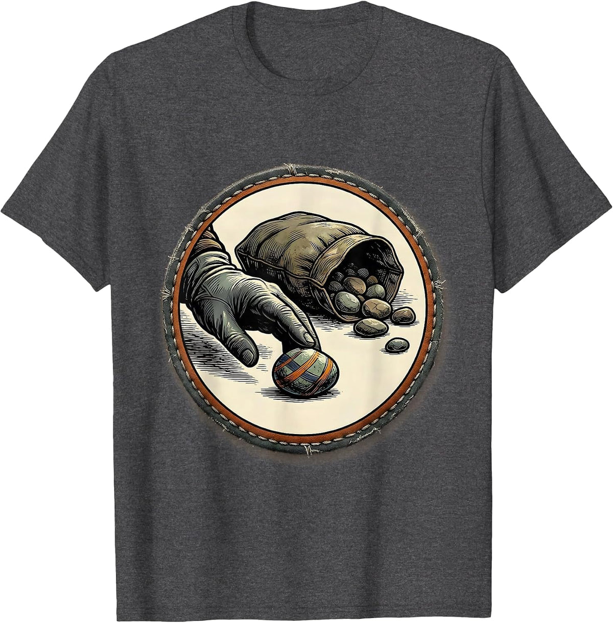 Men's Sealed Badge Gloved Hand Rock Collector Geology Humor T-Shirt - Dark Heather Grey