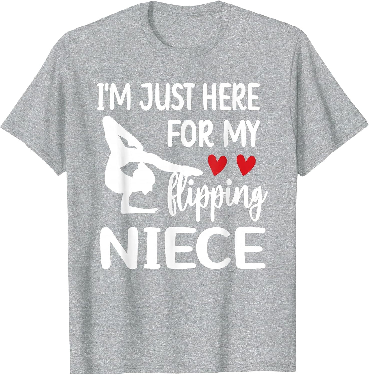Here for My Niece Gymnastics Aunt Gymnast Auntie T-Shirt - Heather Grey