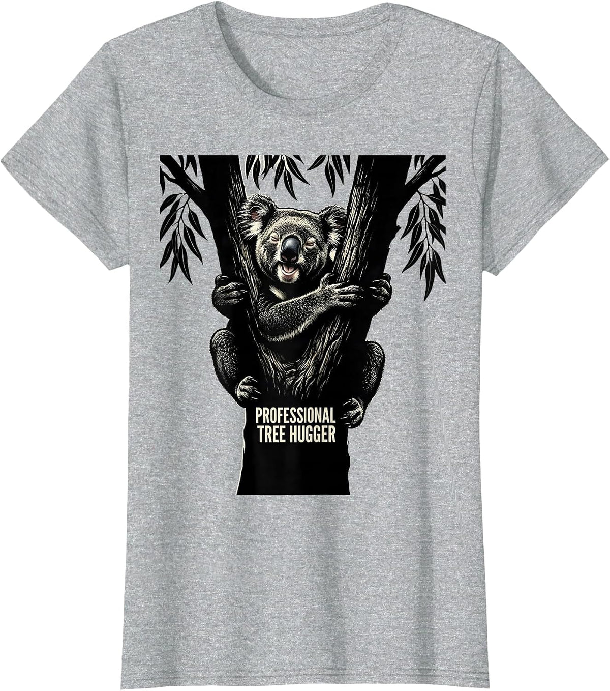 Women's Professional Tree Hugger Funny Koala Animal Lover Humor T-Shirt - Heather Grey