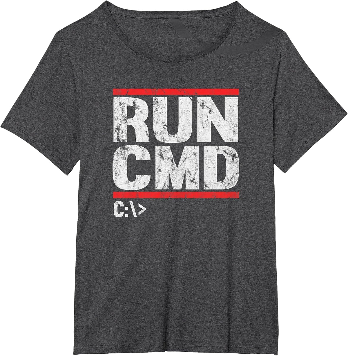 Run CMD Distressed Funny T-Shirt - Dark Heather Grey