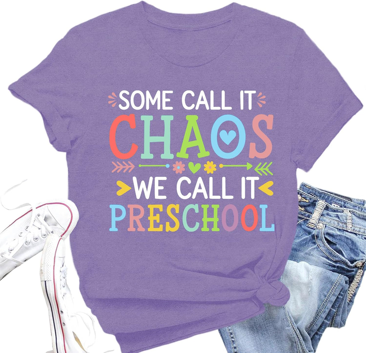 Preschool Teacher Shirts for Women Kindergarten Teacher Life Tee - Purple
