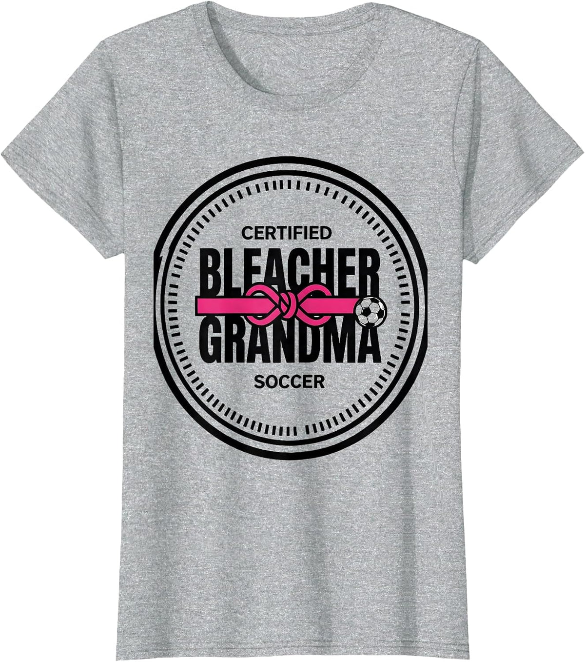 Certified Bleacher Grandma Soccer Cute Bow Family Pride T-Shirt - Heather Grey