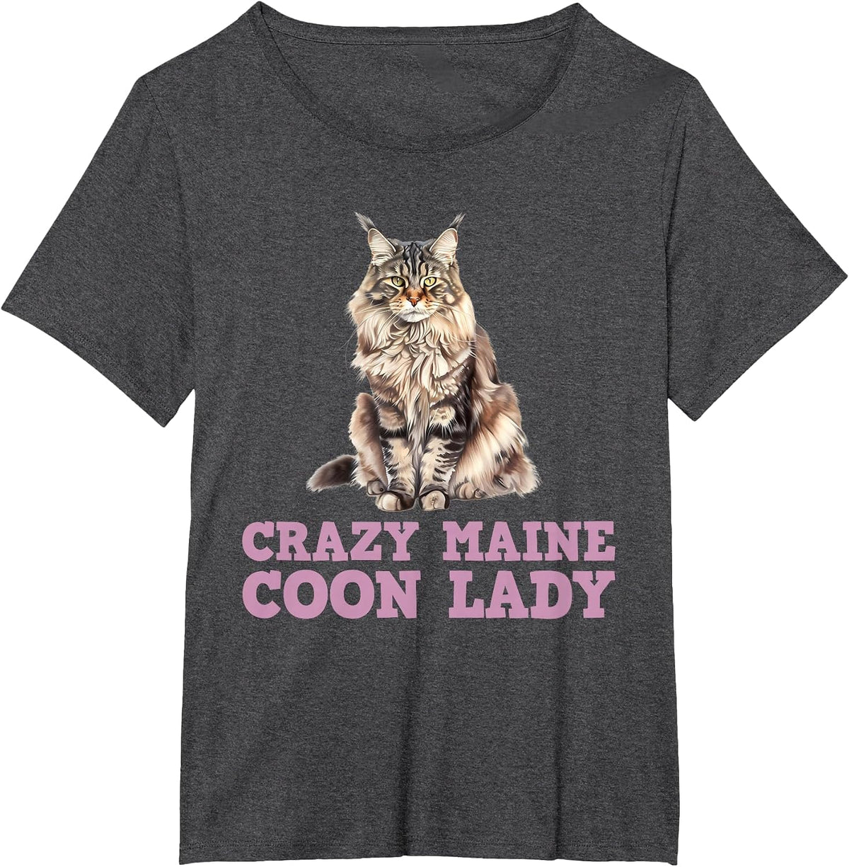 Maine Coon Mama Crazy Maine Coon Lady Funny Women T-Shirt - Dark Heather Grey