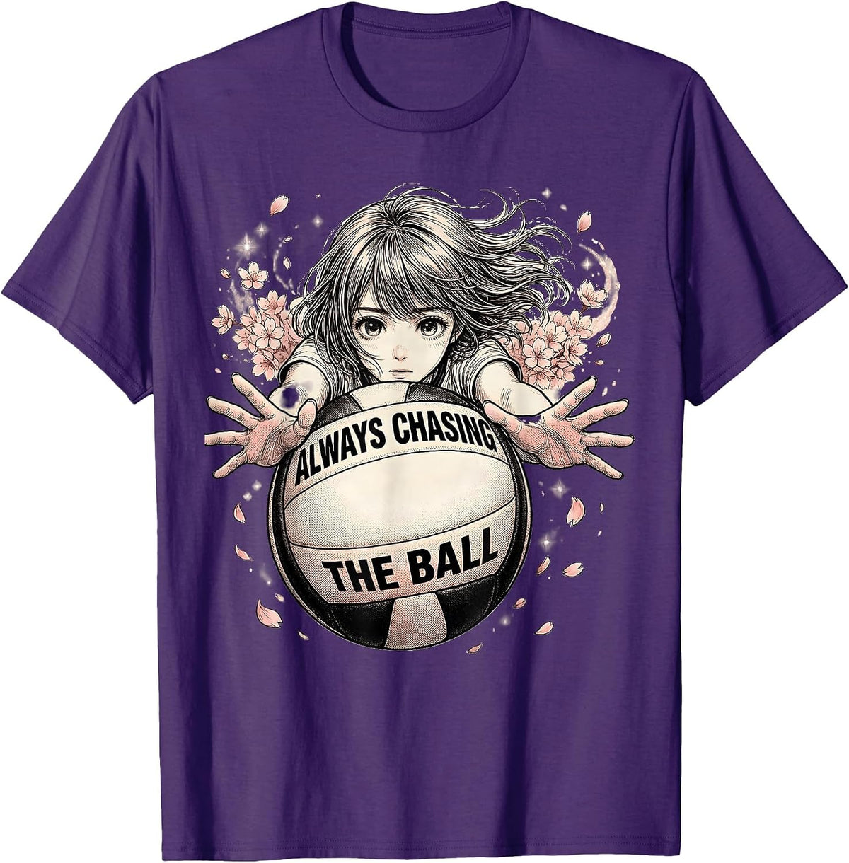 Always Chasing the Ball Volleyball Design T-Shirt - Purple