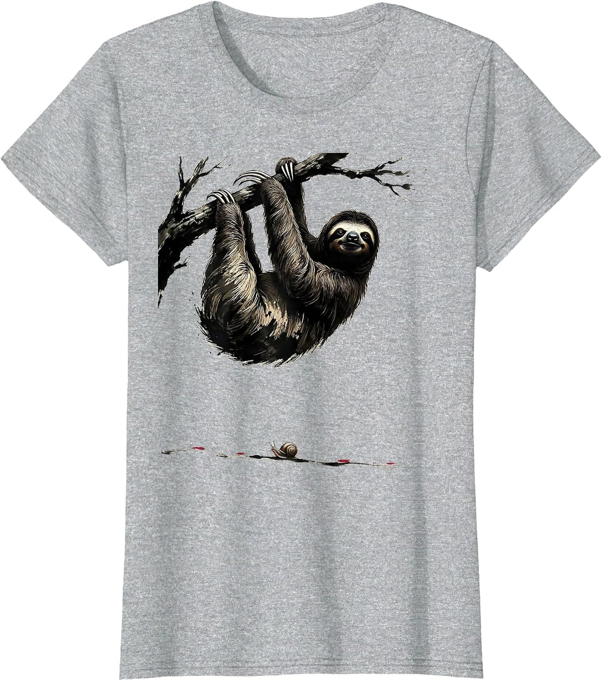 Cropped Sloth Chill Humor Lazy Animal Lover Gift T-Shirt - Heather Grey