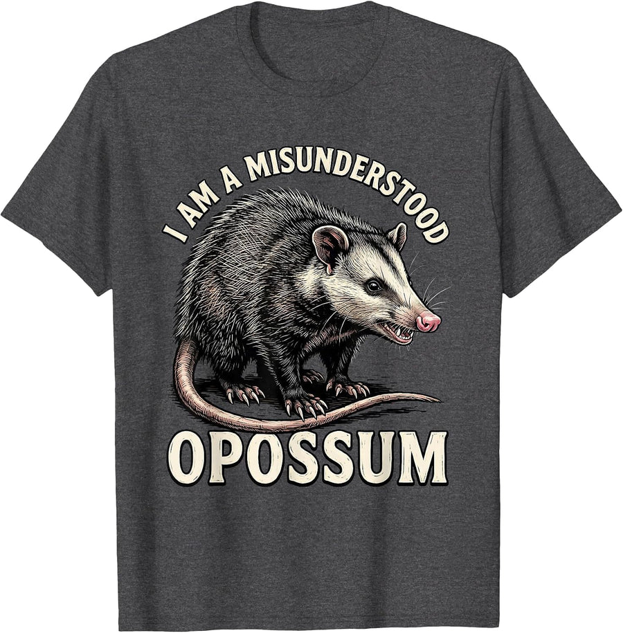 Men's I Am A Misunderstood Opossum Funny Animal Meme Opossum Lover T-Shirt - Dark Heather Grey