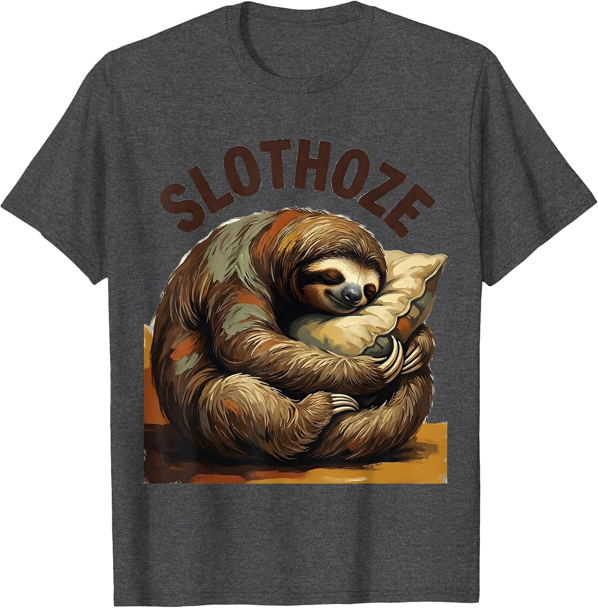 Men's Slothoze Official Sleepshirt Cute Sleeping Sloth Animal T-Shirt - Dark Heather Grey
