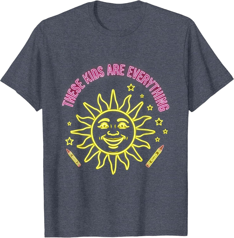 These Kids Are Everything Daycare Teacher Design T-Shirt - Heather Blue