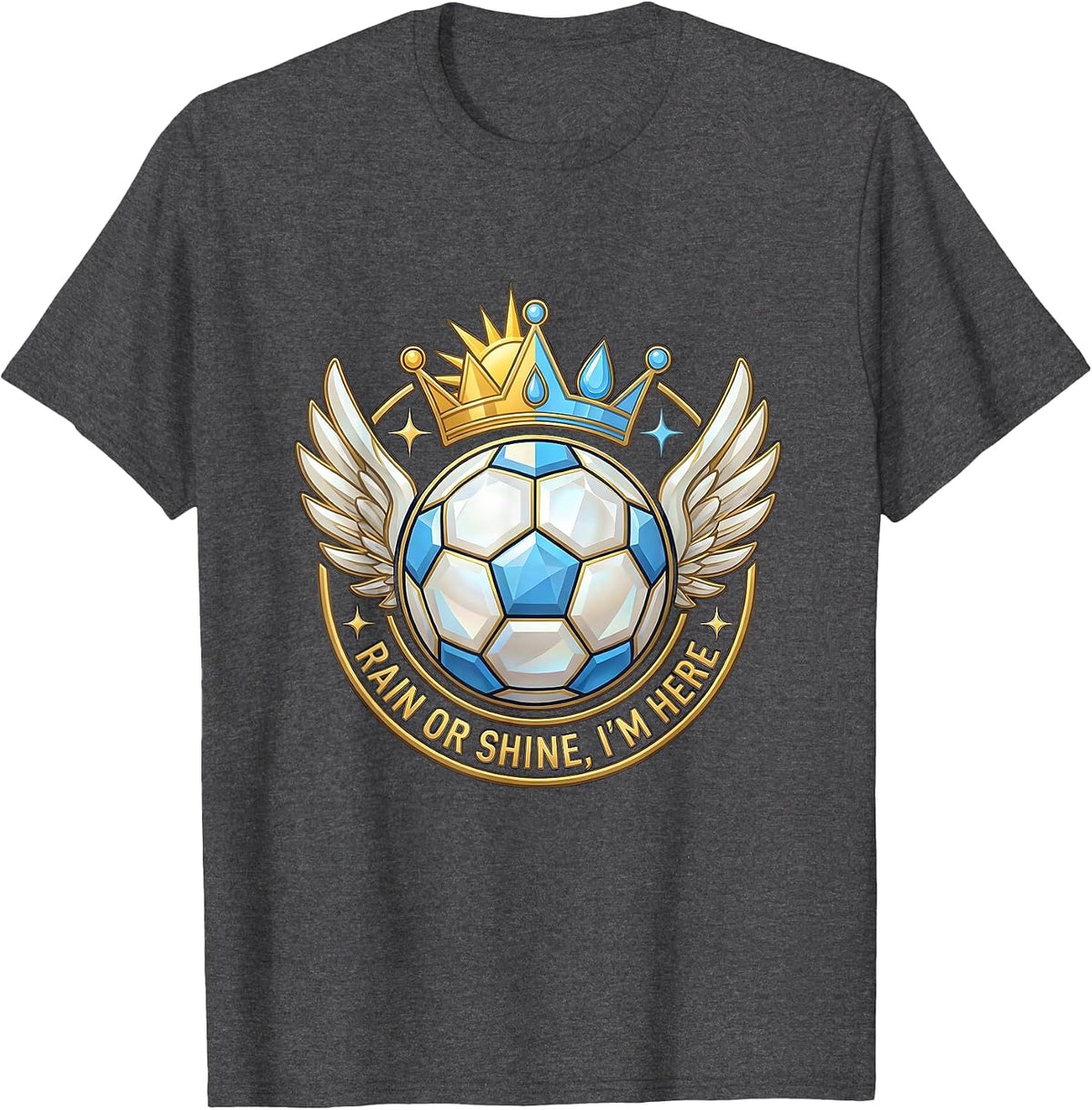 Men's Rain or Shine I'm Here Dedicated Soccer Dad T-Shirt - Dark Heather Grey