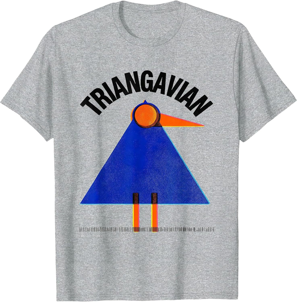 Men's Triangavian Risograph Math Teacher Geometry Pun Humor T-Shirt - Heather Grey