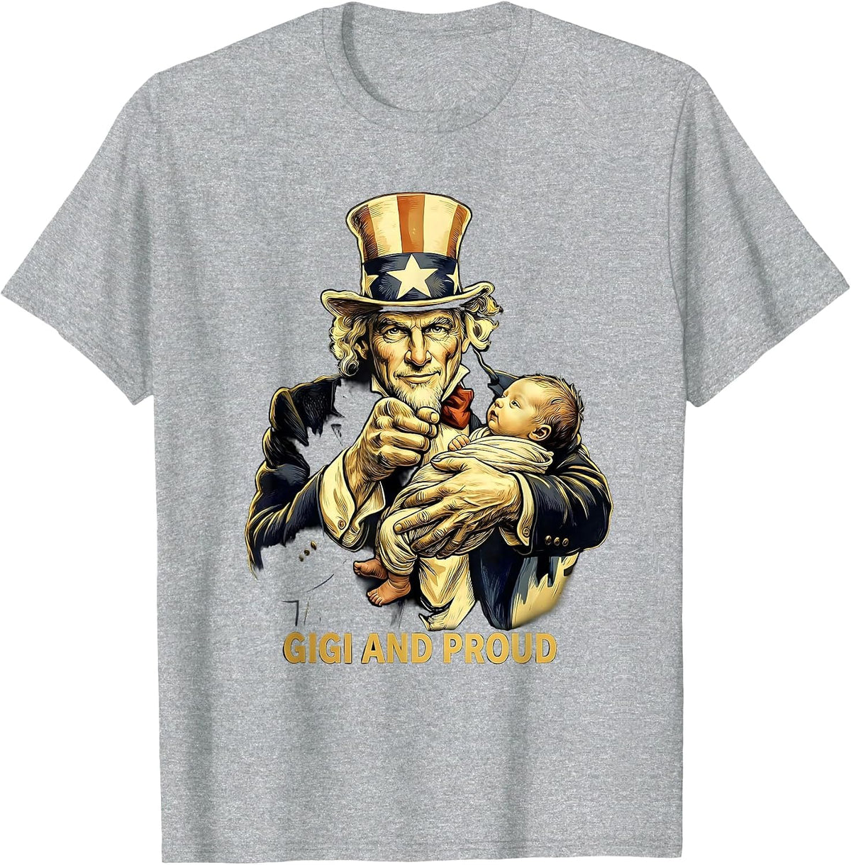 Men's Gigi and Proud Grandma Gift Design T-Shirt - Heather Grey
