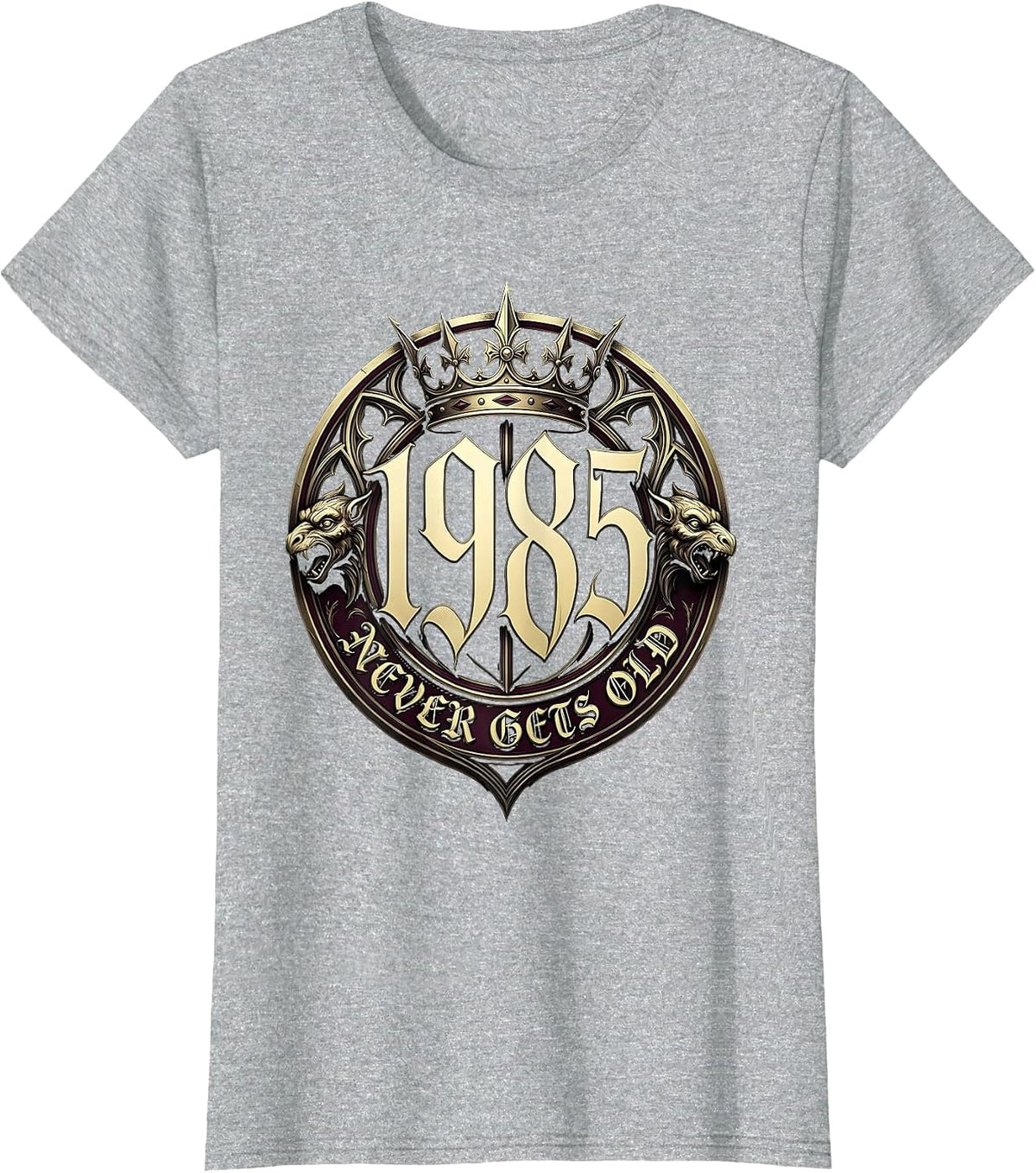 1985 Never Gets Old Vintage Birth Year Design T-Shirt - Heather Grey