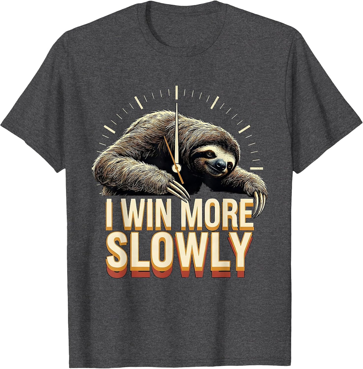 Men's I Win More Slowly Funny Sloth Lover Humor Animal Affinity T-Shirt - Dark Heather Grey