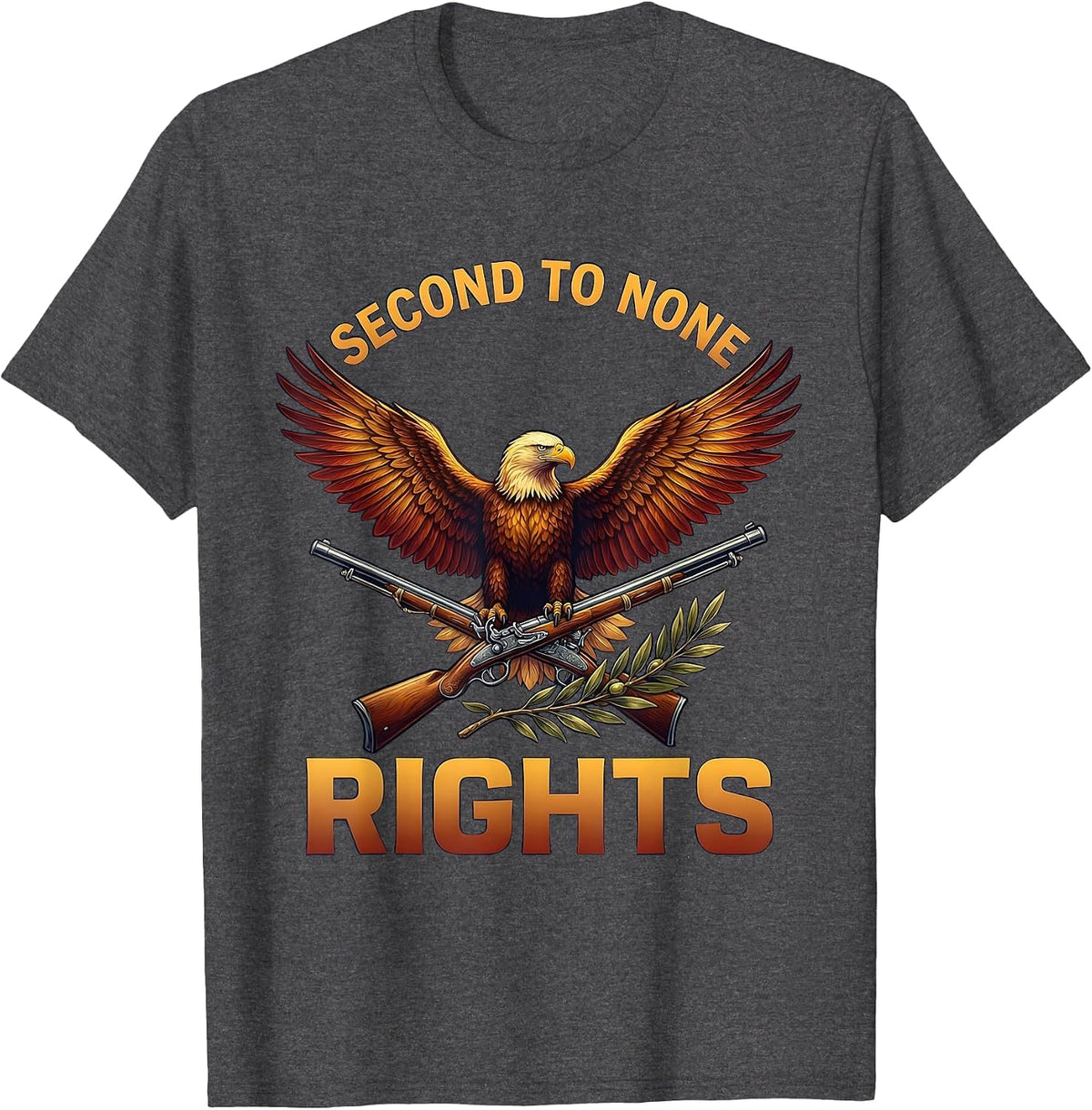 Second to None Rights 2nd Amendment Design T-Shirt - Dark Heather Grey