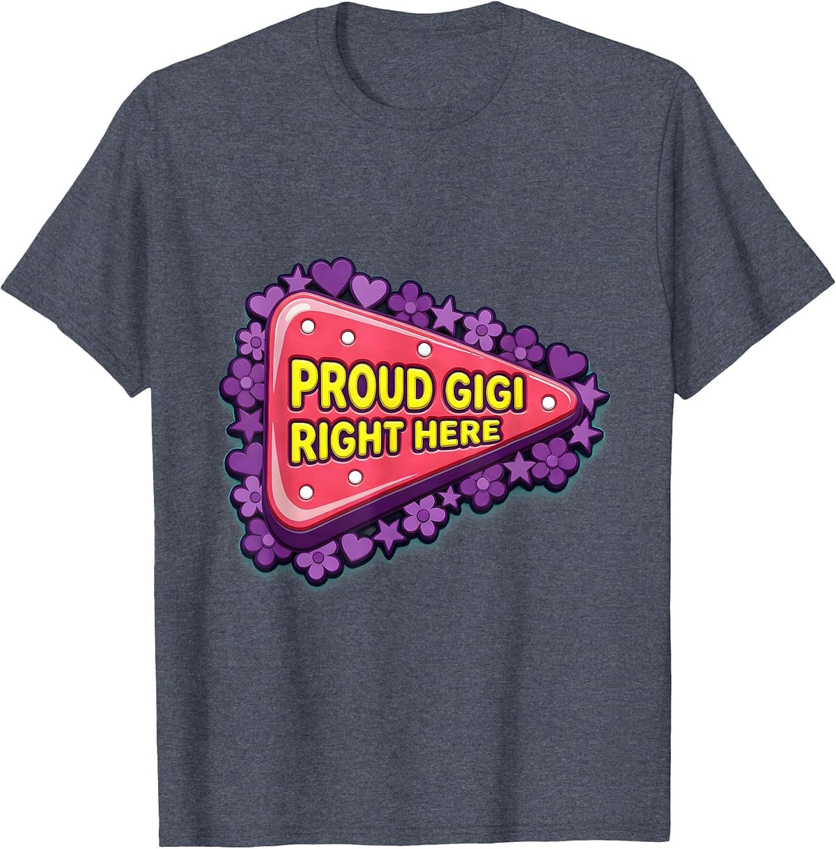 Proud Gigi Grandma Pride Design T-Shirt - Heather Blue
