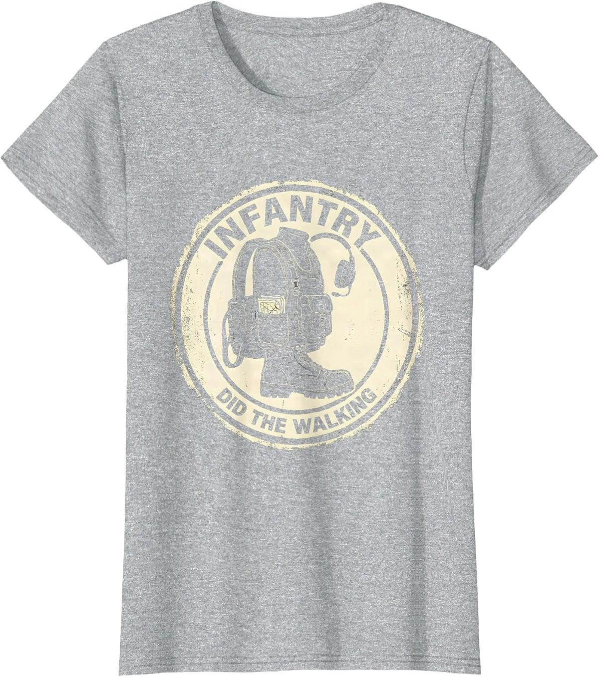 Women's Infantry Did The Walking Rubber Stamp Army Veteran Tribute T-Shirt - Heather Grey