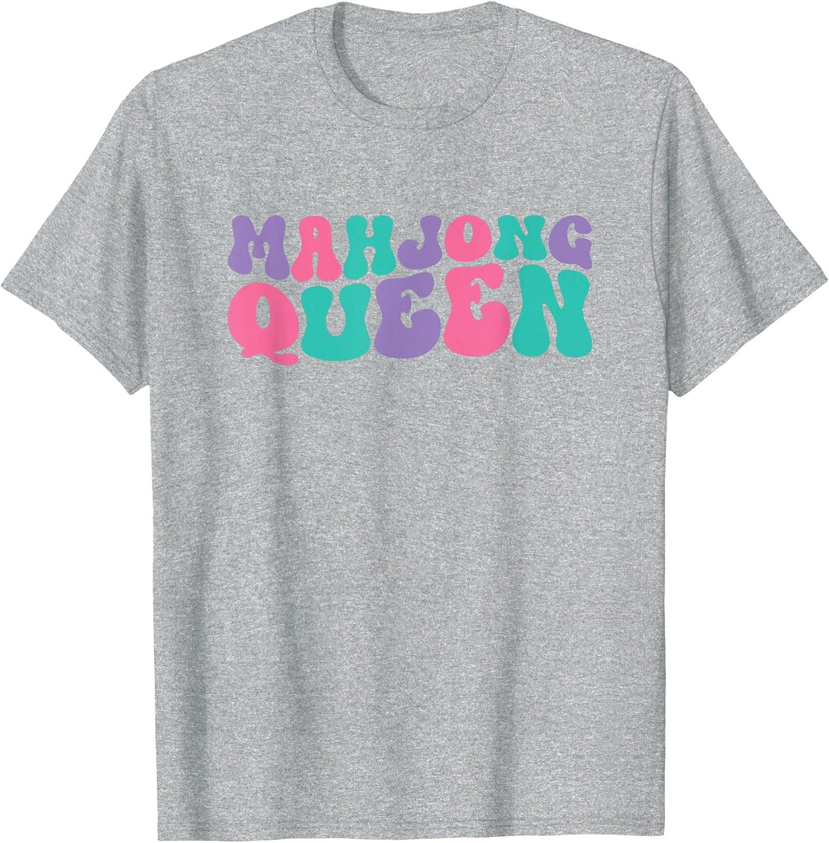 Mahjong Queen Womens Retro Vintage Wavy Groovy T-Shirt - Heather Grey
