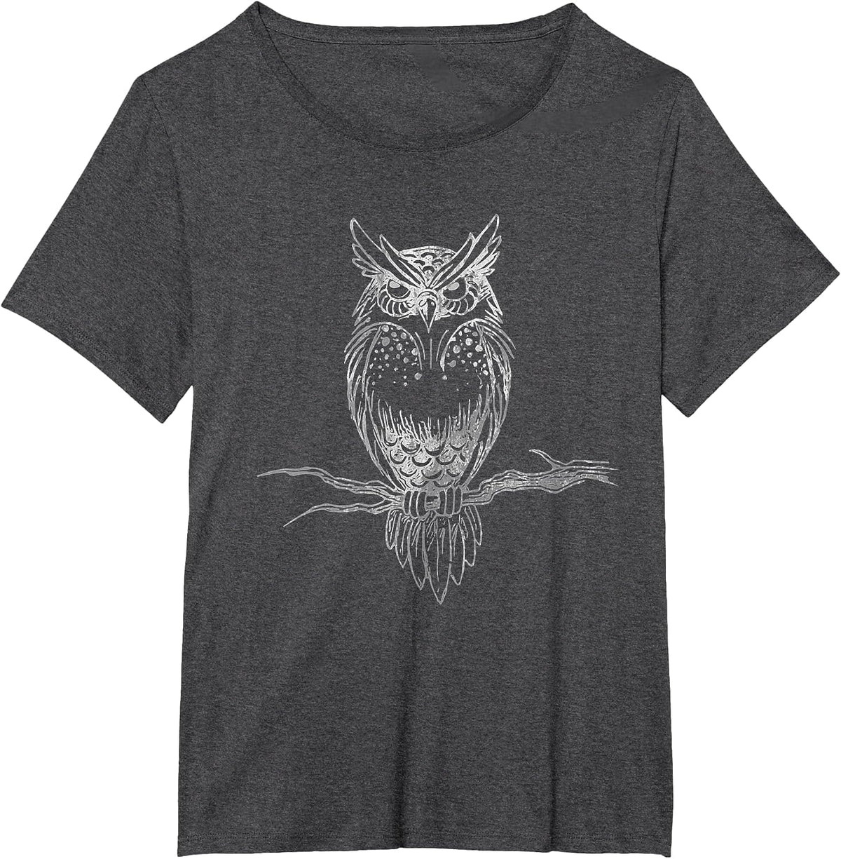 Great Horned Owl Distressed Design T-Shirt T-Shirt - Dark Heather Grey