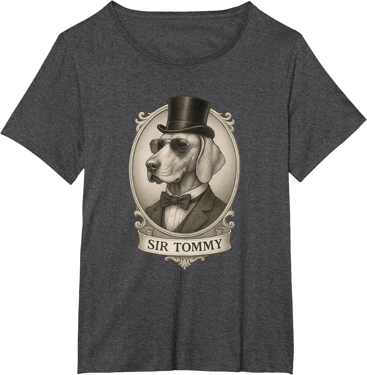 Tommy the Vizsla Puppy As A Noble Dapper Dog T-Shirt - Dark Heather Grey