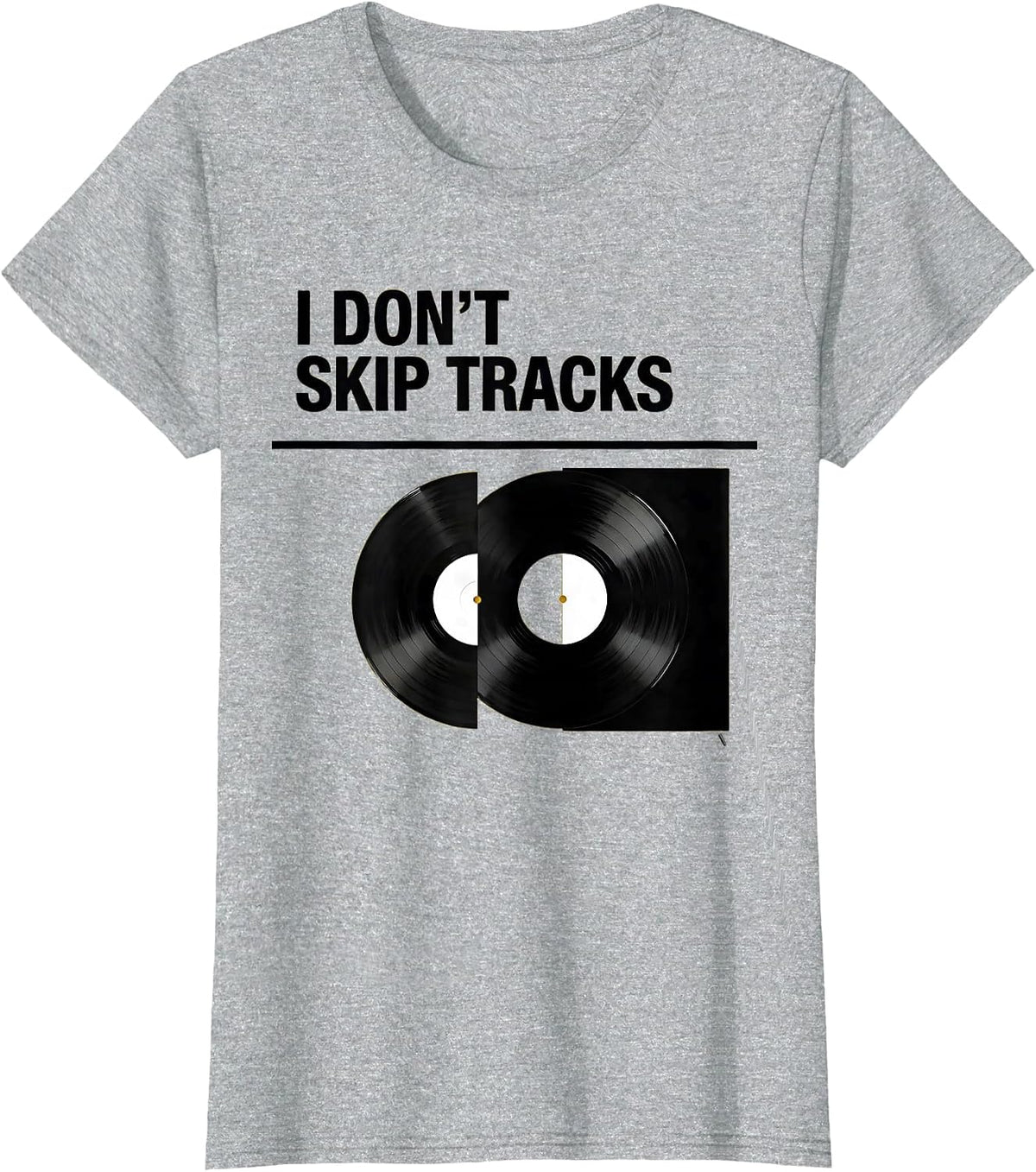 I Don't Skip Tracks Retro Hip-Hop Rap Lyric Swiss T-Shirt - Heather Grey