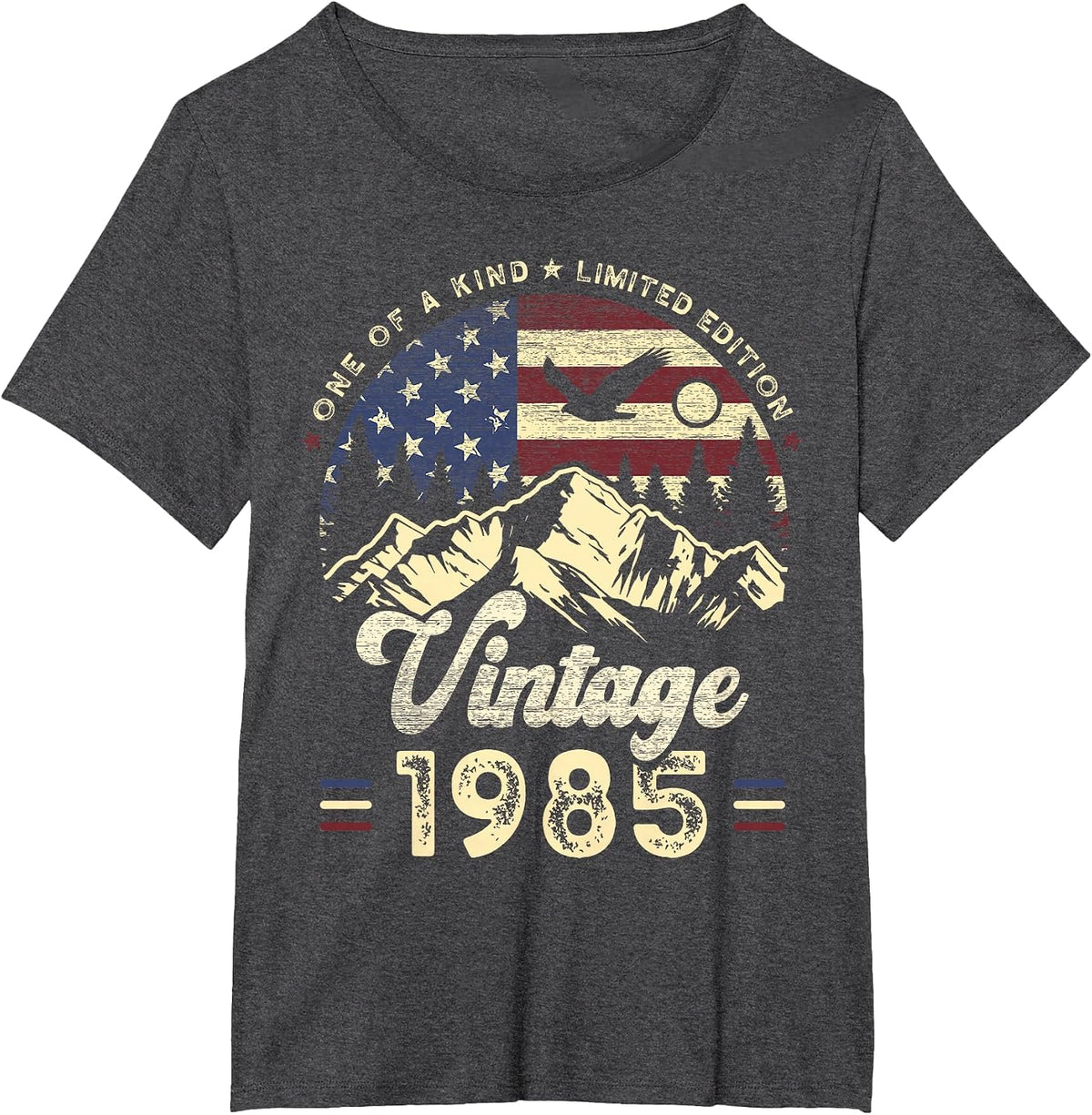 Vintage 1985 American Flag Patriotic Eagle 41st Birthday T-Shirt - Dark Heather Grey