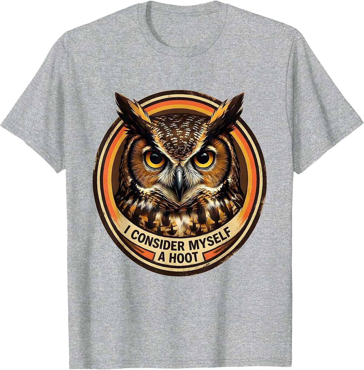Men's I Consider Myself A Hoot Vintage Owl Bird Lover Humor T-Shirt - Heather Grey