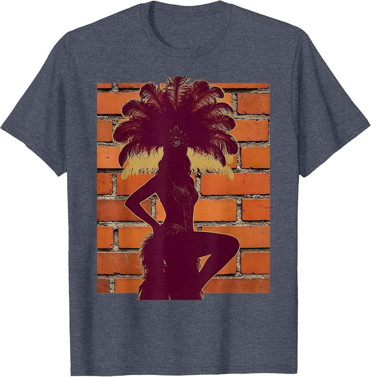 Showgirl Shadow Backstage Brick Wall Graphic T-Shirt - Heather Blue