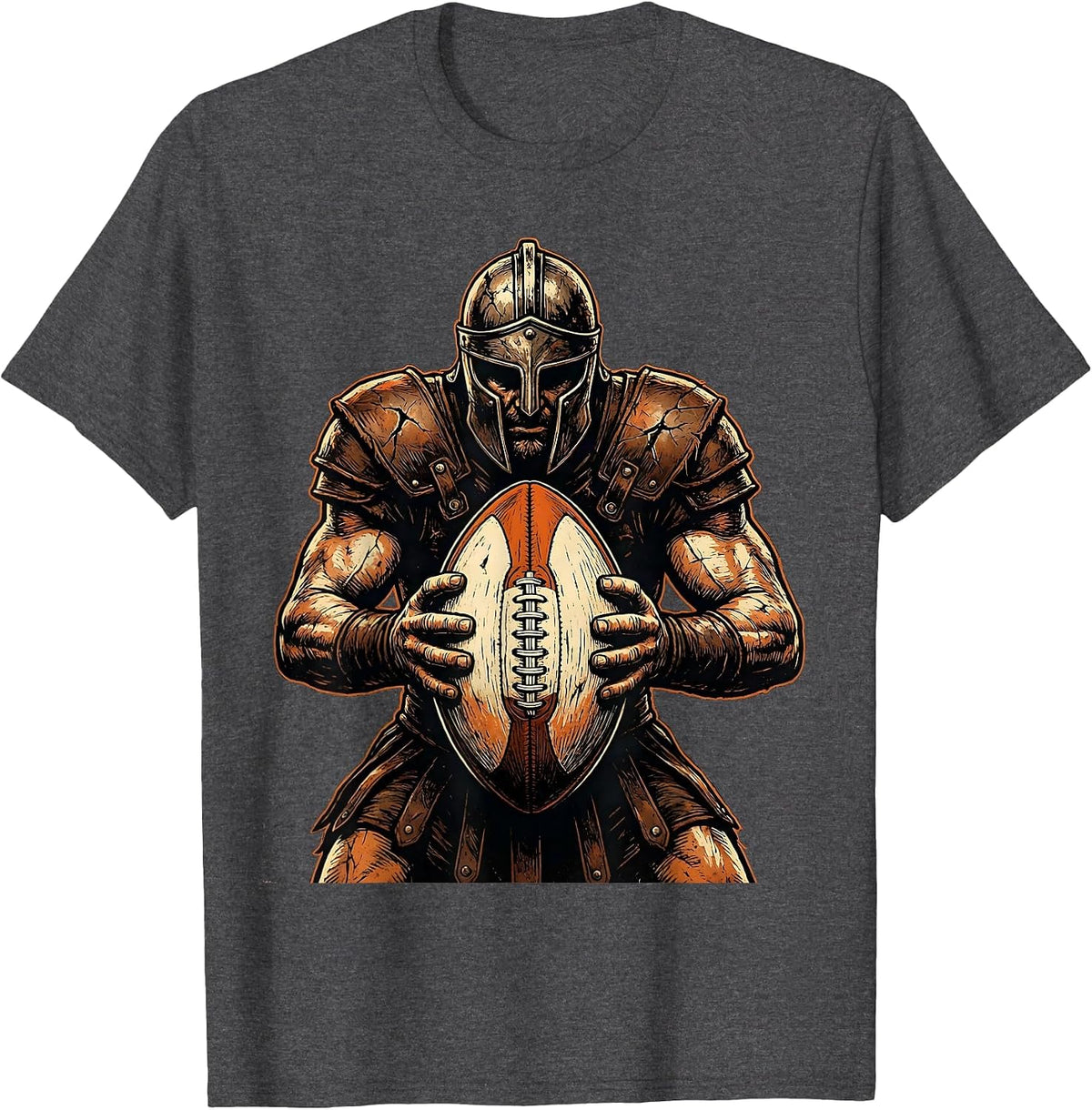Men's Rugby Warrior Shield Graphic Design T-Shirt - Dark Heather Grey