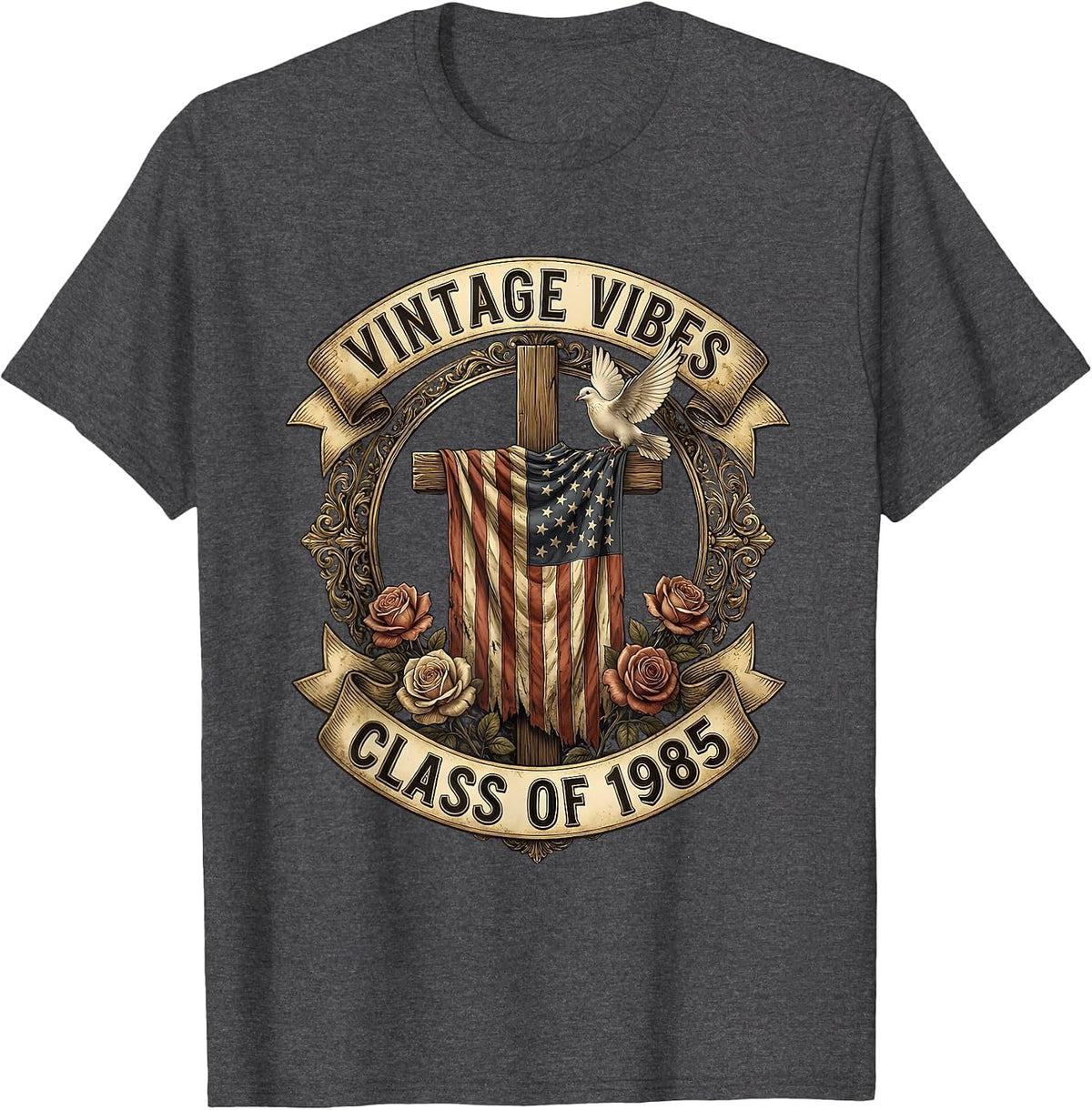 Vintage Vibes Class of 1985 Retro Design T-Shirt - Dark Heather Grey