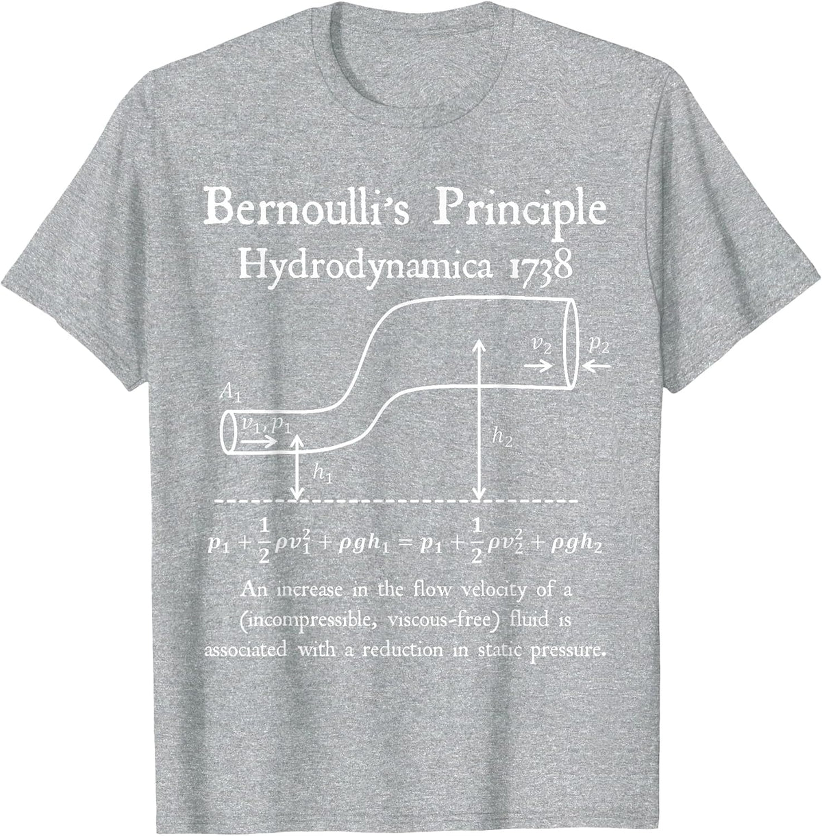 Nerdy Vintage Bernoulli's Principle Physics Math Teacher T-Shirt - Heather Grey