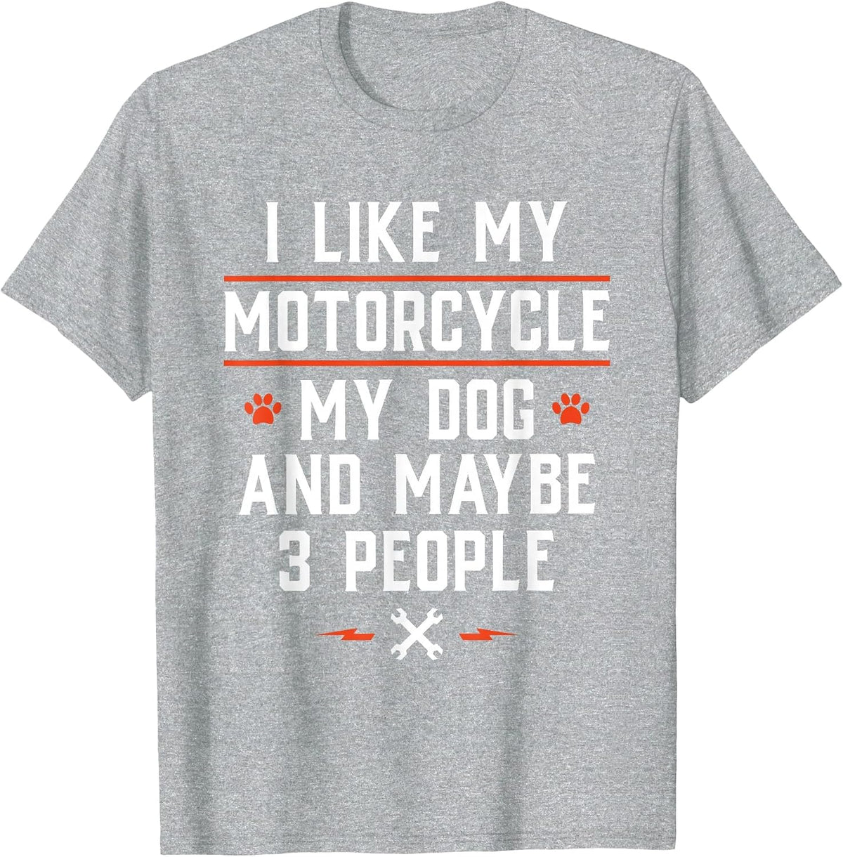 I Like My Motorcycle My Dog and Maybe 3 People - Funny Biker T-Shirt - Heather Grey
