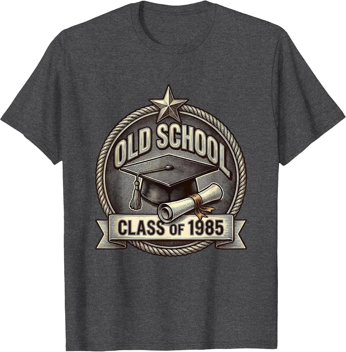 Old School Class of 1985 Vintage Retro Design T-Shirt - Dark Heather Grey