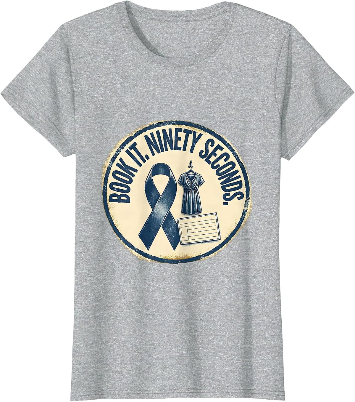 Women's Book It Ninety Seconds Rubber Stamp Mammography Tech T-Shirt - Heather Grey