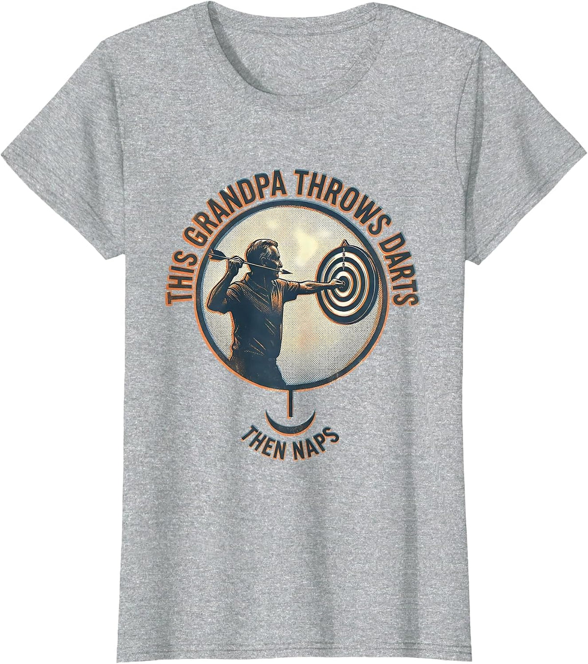 This Grandpa Throws Darts Then Naps Funny Grandpa Gift T-Shirt - Heather Grey