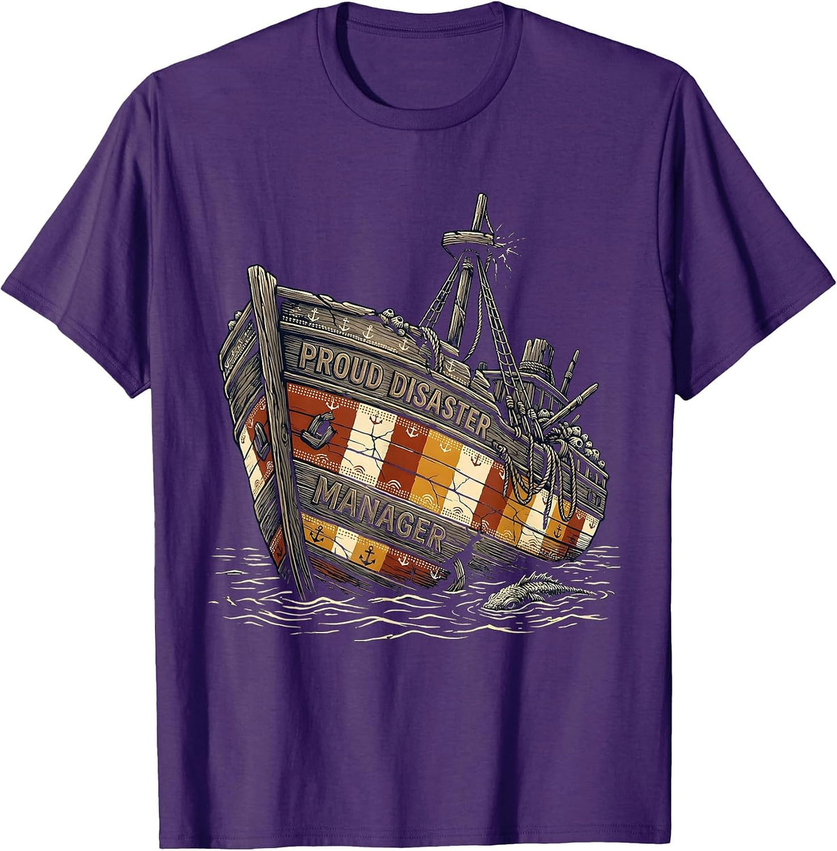 Men's Proud Disaster Manager Funny Chaos Boss Design T-Shirt - Purple