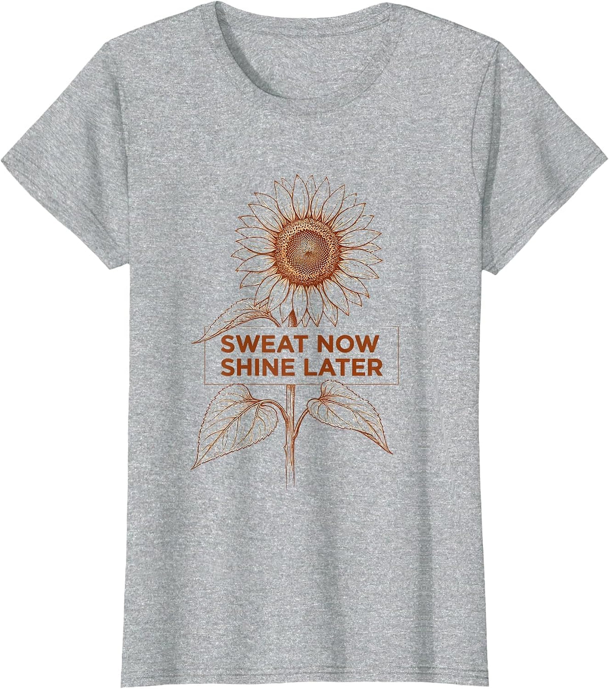 Sweat Now Shine Later Athleisure Motivational T-Shirt - Heather Grey