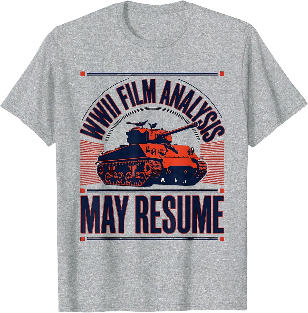 Men's WWII Film Analysis May Resume Retro World War Two History T-Shirt - Heather Grey