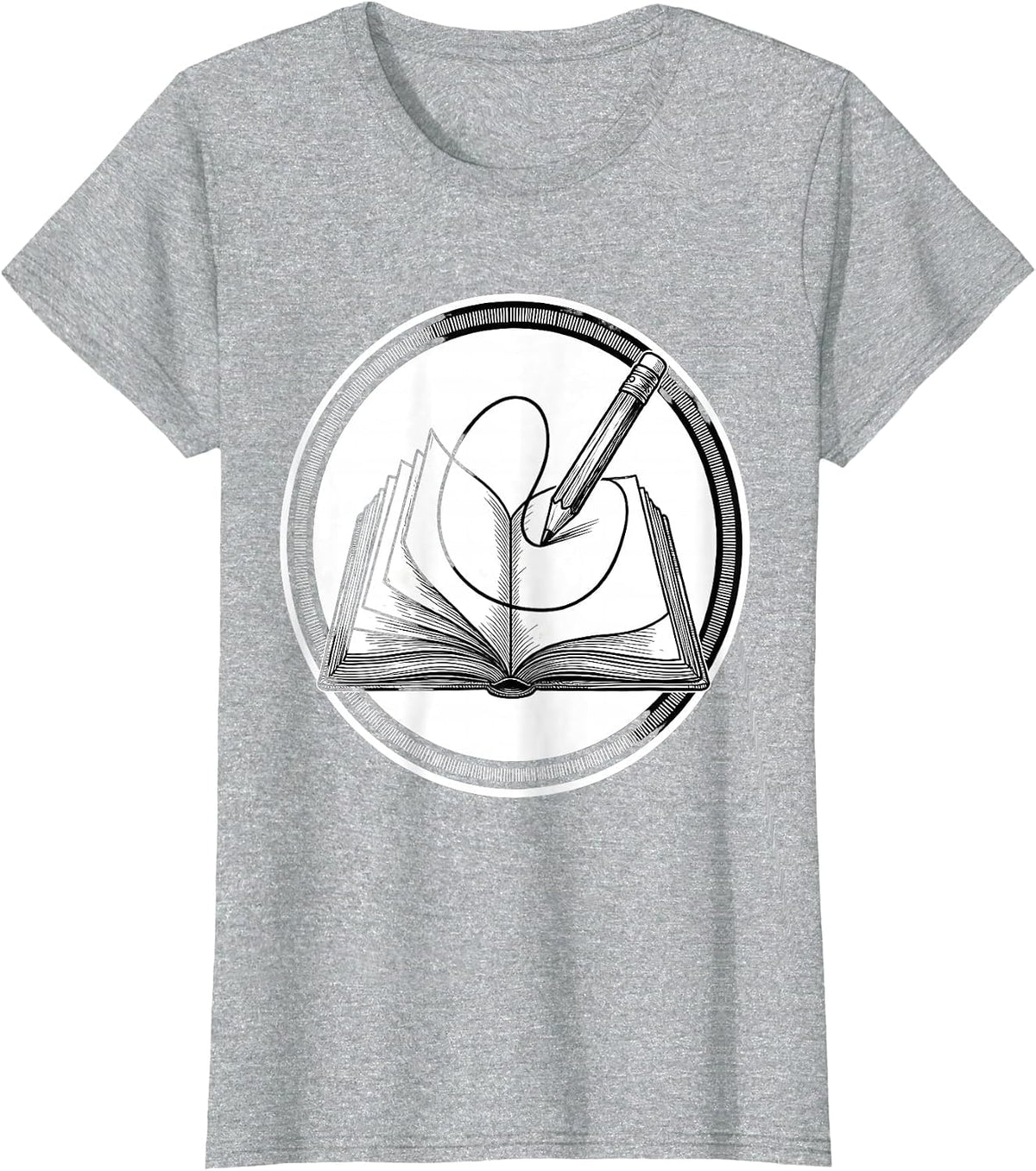 Women's Art Teacher Sketchbook Self-Drawing Pencil Design T-Shirt - Heather Grey