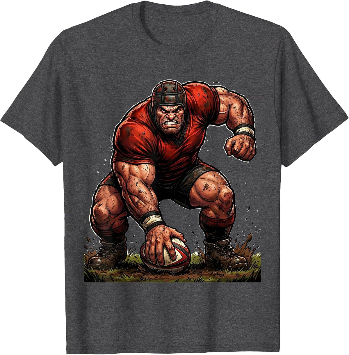 Rugby Number Eight Scrum Base Pickup Graphic T-Shirt - Dark Heather Grey