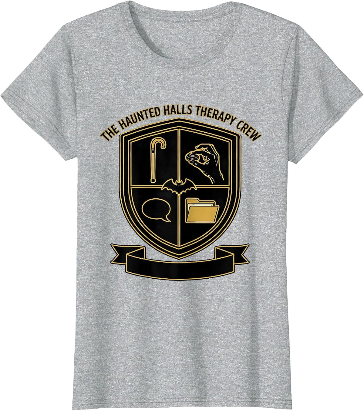 The Haunted Halls Therapy Crew Physical Therapy Halloween PT T-Shirt - Heather Grey