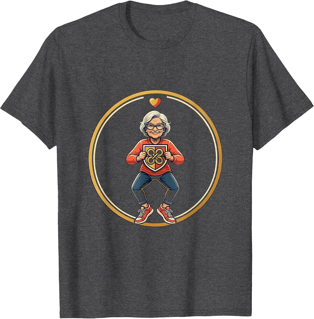 Sealed Gigi Grandma Emblem Badge Family Crest T-Shirt - Dark Heather Grey