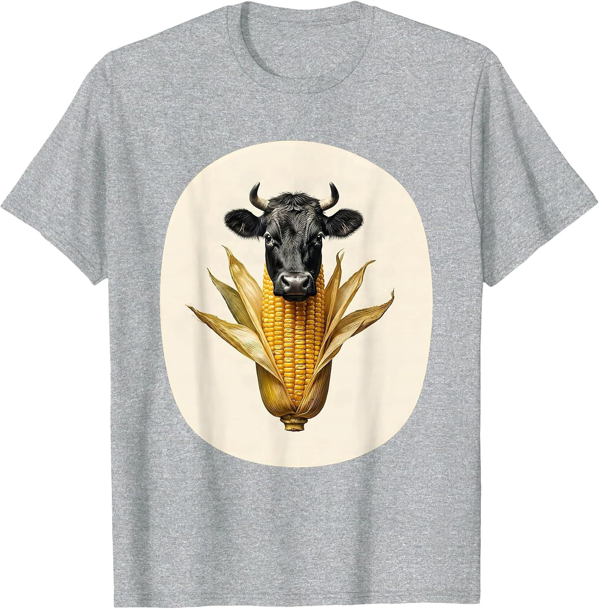 Men's Minimal Cow Corn Cob Funny Farm Animal Lover T-Shirt - Heather Grey