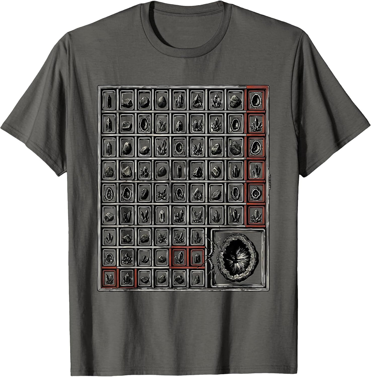 Type Case Mineral Collector Geology Humor Geode Hunter T-Shirt - Asphalt Grey