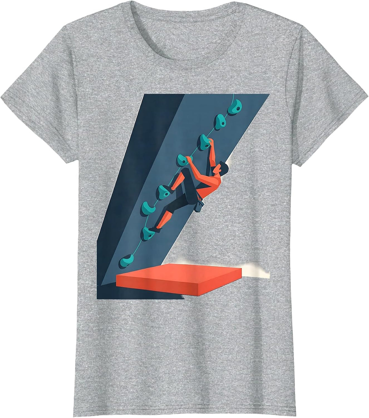 Bouldering Wall Climber Flat Vector Humor Gift T-Shirt - Heather Grey