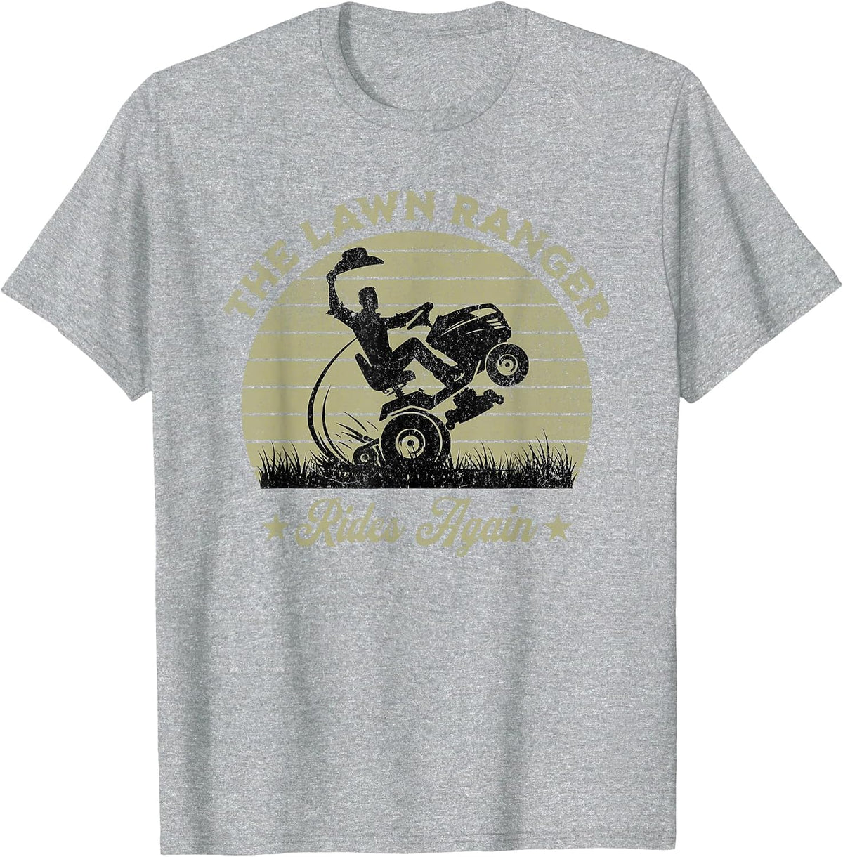Funny The Lawn Ranger Rides Again Fathers Day Retro Mowing T-Shirt - Heather Grey